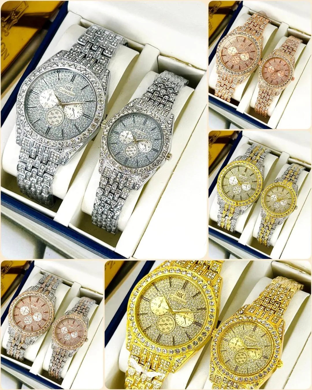 Stylish Unisex Couple Watches - 2 Pcs Water Resistant Quartz Timepieces