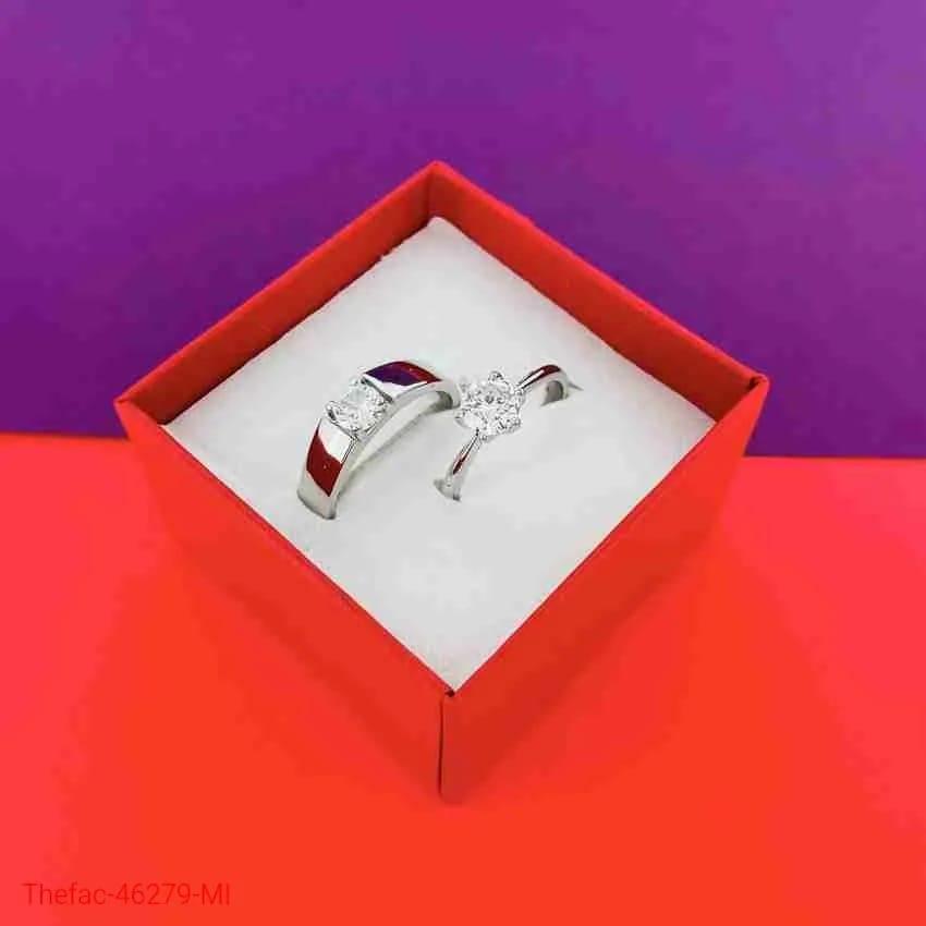 Couple's Ring Set - Silver Plated | 2 Pcs Easy Wear Design