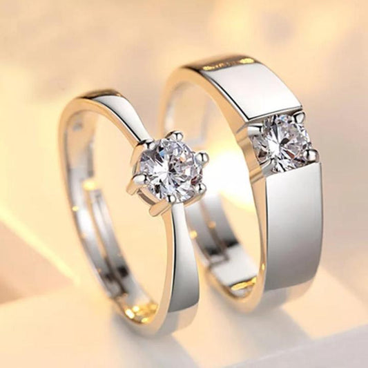 Couple's Ring Set - Silver Plated | 2 Pcs Easy Wear Design